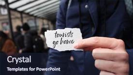  Presentation with busy street - Presentation design consisting of clothes on a busy pedestrian background and a navy blue colored foreground