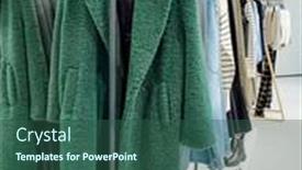  Presentation with clothes shop - Presentation theme enhanced with clothes-on-hangers background and a ocean colored foreground