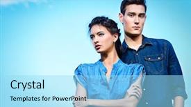  Presentation with blue sky - Slide set with clothes over blue sky fashion background and a arctic colored foreground