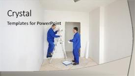  Presentation with paint - Slide set featuring clothes paint walls on ladder background and a  colored foreground