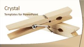  Presentation with clipping - Beautiful presentation theme featuring clothes peg - clothespin isolated on white backdrop and a cream colored foreground