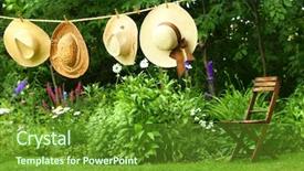  Presentation with old clothes - Theme with clothes peg - summer straw hats hanging background and a tawny brown colored foreground