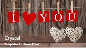  Presentation with love words - PPT layouts enhanced with clothes pegs and i love background and a violet colored foreground