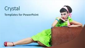  Presentation with retro - PPT theme enhanced with clothes pin - portrait of a beautiful young background and a sky blue colored foreground