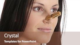  Presentation with smell - Slide deck enhanced with clothes pin - portrait of young caucasian woman background and a tawny brown colored foreground