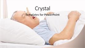  Presentation with snoring - Presentation theme enhanced with clothes pin - senior sleeping in a bed background and a sky blue colored foreground