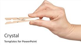  Presentation with waiter hand in white glove - PPT layouts enhanced with clothes pin in hand isolated background and a white colored foreground