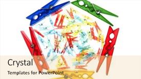  Presentation with glow - Theme with clothes pin pentagon glow colorful background and a yellow colored foreground