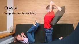  Presentation with sister - Amazing slide set having clothes playing on a green backdrop and a coral colored foreground