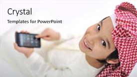  Presentation with eastern - Colorful presentation design enhanced with clothes playing with smart phone backdrop and a white colored foreground