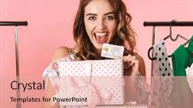  Presentation with purchase and supply chain - PPT layouts enhanced with clothes rack and holding credit background and a coral colored foreground