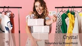  Presentation with purchase and supply chain - Audience pleasing PPT layouts consisting of clothes rack and holding credit backdrop and a coral colored foreground