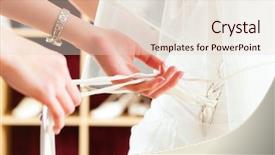  Presentation with clothes shop - Audience pleasing PPT layouts consisting of clothes shop for wedding dress backdrop and a lemonade colored foreground