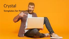  Presentation with cheerful - Amazing presentation theme having clothes sitting isolated over yellow backdrop and a gold colored foreground