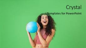  Presentation with volley - Presentation theme having clothes smiling and holding volley background and a seafoam green colored foreground