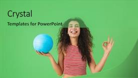 Presentation with volley - Audience pleasing PPT theme consisting of clothes smiling and holding volley backdrop and a seafoam green colored foreground