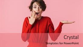  Presentation with international space station over - Colorful slide deck enhanced with clothes standing isolated over pink backdrop and a coral colored foreground