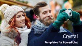  Presentation with old clothes - Cool new slide deck with clothes taking picture with camera backdrop and a navy blue colored foreground