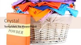  Presentation with clothes washing powder - Audience pleasing theme consisting of chatroom 3d rendering glowing yellow traffic sign backdrop and a light blue colored foreground