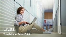  Presentation with girl in red dress - Audience pleasing presentation theme consisting of clothescompany - cheerful attractive student girl backdrop and a  colored foreground