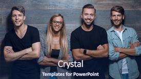  Presentation with casual young people - Slide deck consisting of clothescompany - company of young people background and a  colored foreground