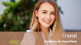  Presentation with city street - Audience pleasing slides consisting of clothescompany - secretary happy woman close up backdrop and a coral colored foreground