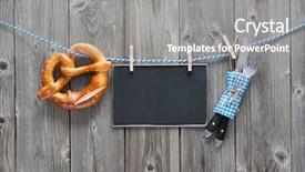  Presentation with cutlery - Audience pleasing slide set consisting of clothesline against wooden board backdrop and a gray colored foreground