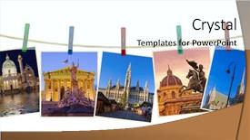  Presentation with vienna - Colorful slide set enhanced with clothespins isolated on white background backdrop and a  colored foreground