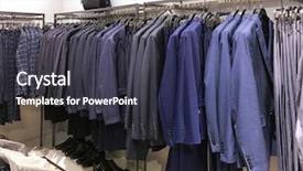  Presentation with black men in suit - Cool new slides with hanging clothing - set of men's suits backdrop and a tawny brown colored foreground