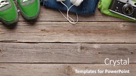  Presentation with space travel - Slide set with clothing-and-accessories-sneakers-jeans background and a gray colored foreground