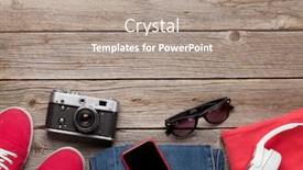  Presentation with sneakers - Beautiful PPT theme featuring clothing-and-accessories-sneakers-jeans backdrop and a coral colored foreground