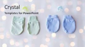  Presentation with newborn baby - Theme enhanced with clothing babyhood accessory and object background and a sky blue colored foreground