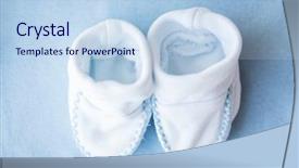  Presentation with newborn baby - Colorful slide deck enhanced with clothing babyhood motherhood and object backdrop and a light blue colored foreground