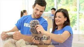  Presentation with teen - Slide deck consisting of clothing donation - happy teen volunteers with donated background and a  colored foreground