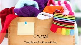  Presentation with donation - Presentation having clothing donation - multicoloured socks in box background and a coral colored foreground