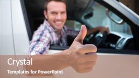  Presentation with sleepy yawning man driving car - Slides with clothing drive - portrait of young man showing background and a coral colored foreground