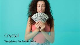  Presentation with joyful - Cool new presentation theme with clothing holding fan of dollar backdrop and a seafoam green colored foreground