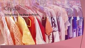  Presentation with clothing - PPT theme featuring clothing-on-display-racks-koh background and a coral colored foreground