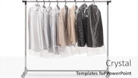 Presentation with clothing - Presentation theme featuring clothing-rack-at-dry-cleaners background and a white colored foreground