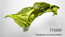  Presentation with fabric - Amazing presentation design having clothing silk - piece of green fabric flying backdrop and a light gray colored foreground