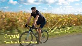  Presentation with cyclist - Presentation with clothing with fabulous nature background background and a  colored foreground