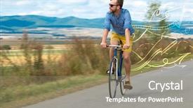  Presentation with cyclist - Cool new presentation theme with clothing with fabulous nature background backdrop and a gray colored foreground