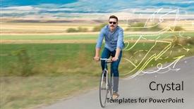  Presentation with triathlon professional cyclist man cycling - Theme consisting of clothing with fabulous nature background background and a light gray colored foreground