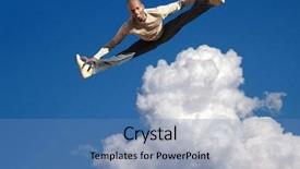  Presentation with ophthalmoscope african american models - PPT layouts consisting of cloud 9 - young african american jumping sky background and a teal colored foreground