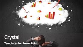  Presentation with office chair - Colorful slide set enhanced with cloud above his head backdrop and a dark gray colored foreground