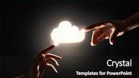  Presentation with fingers - Slide deck featuring cloud computing concept - close up of human hands background and a dark gray colored foreground