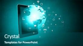  Presentation with cloud computing - Amazing slide set having cloud computing concept with tablet backdrop and a ocean colored foreground