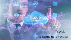  Presentation with cloud computing - Presentation theme having cloud-computing-concept-with-woman background and a light blue colored foreground