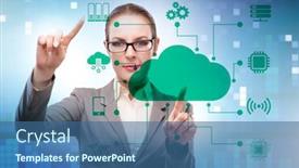  Presentation with cloud computing - Slide set consisting of cloud-computing-concept-with-woman background and a ocean colored foreground