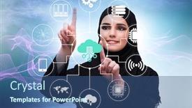  Presentation with cloud computing - Theme consisting of cloud-computing-concept-with-woman background and a ocean colored foreground